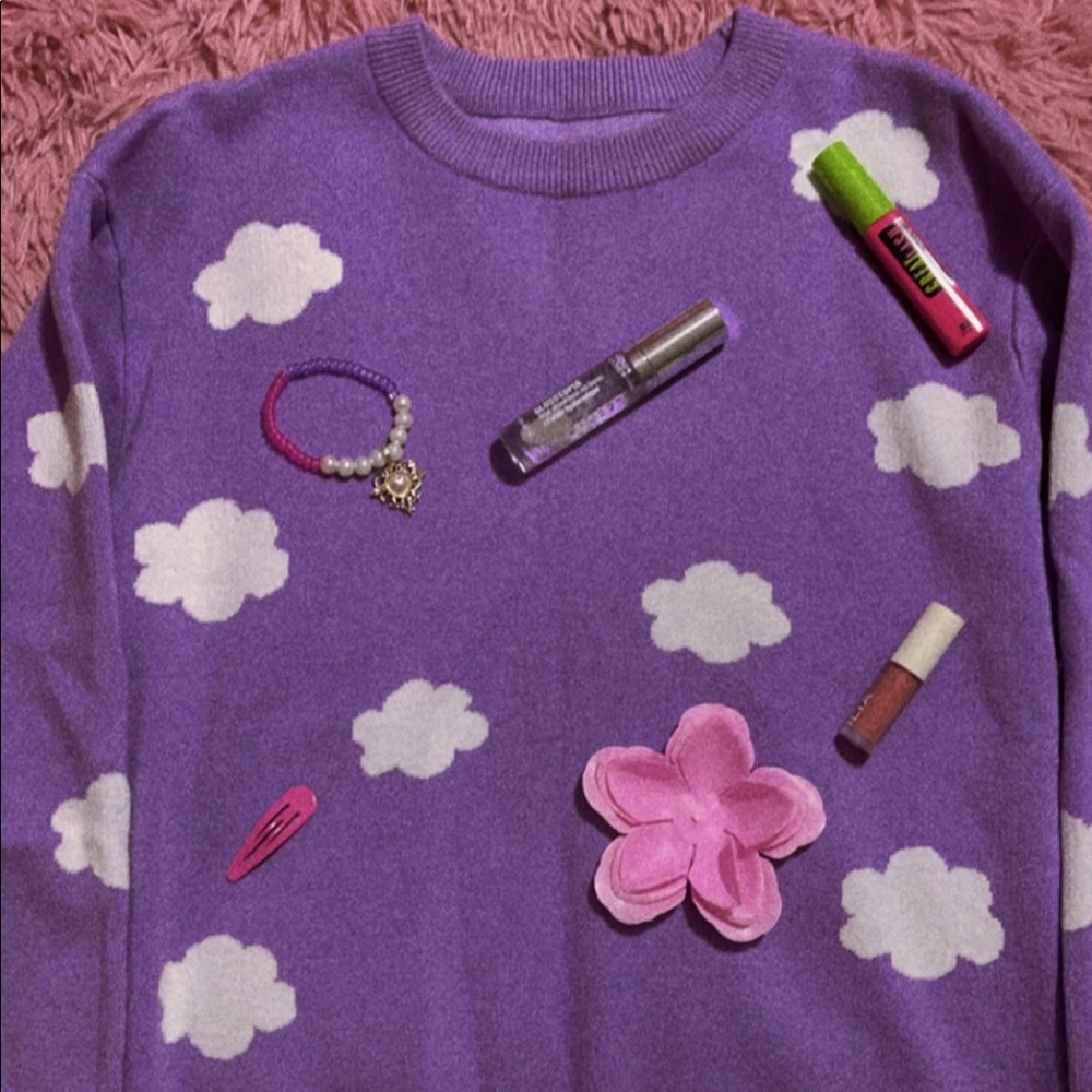Aesthetic preppy sweater cloud kawaii purple